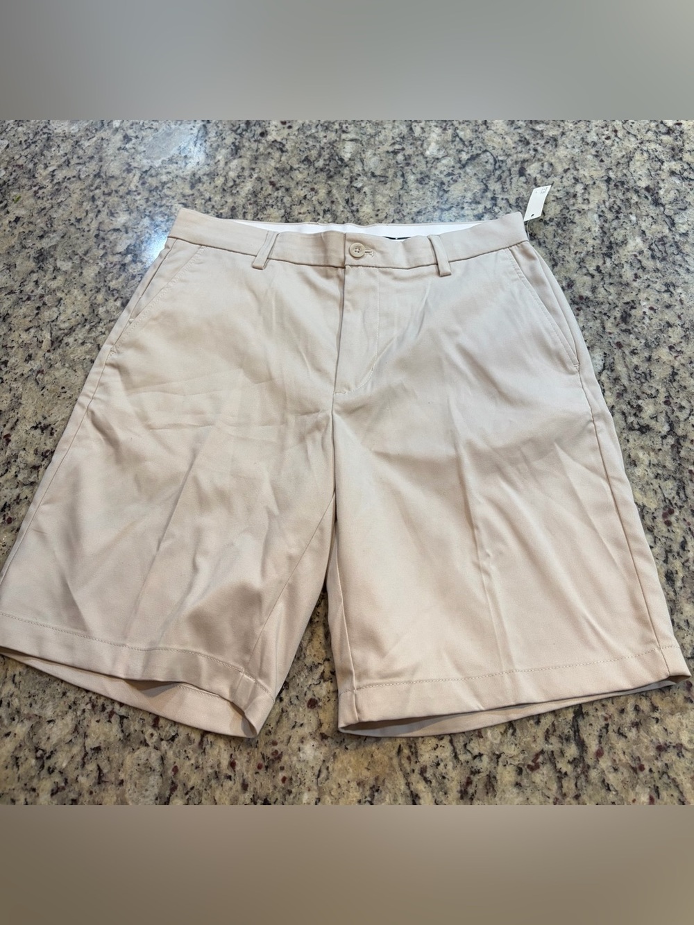 Amazon Essentials Men's Flat Front Light Beige Shorts